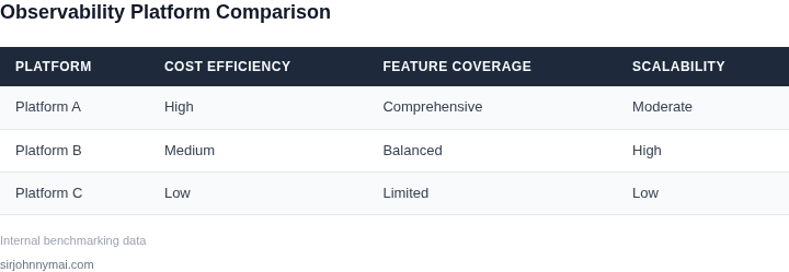 Comparison of observability platforms based on cost efficiency and feature coverage