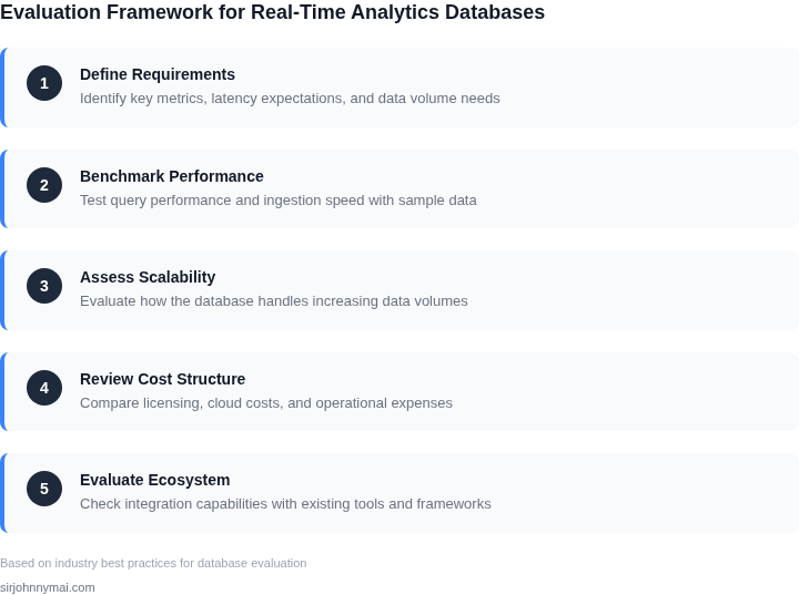 Step-by-step framework for evaluating real-time analytics databases