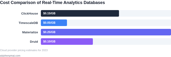 Cost comparison of real-time analytics databases
