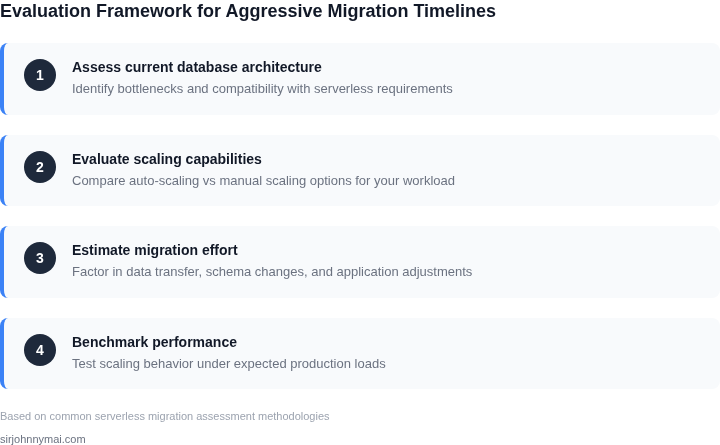Step-by-step framework for evaluating serverless database scaling with aggressive timelines