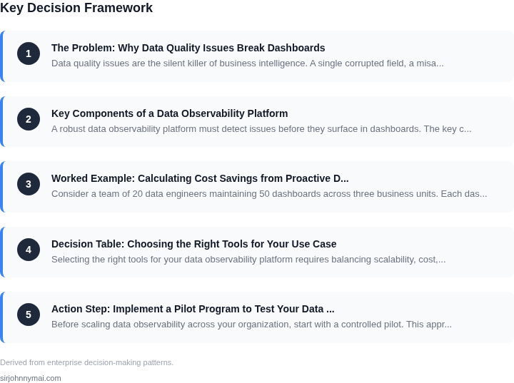 Decision framework for How to implement a data observability platform tha