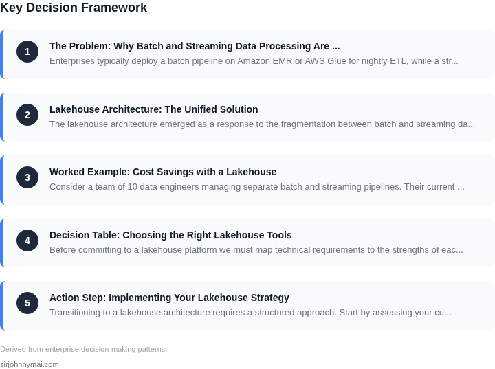 Decision framework for How to implement a lakehouse architecture that uni