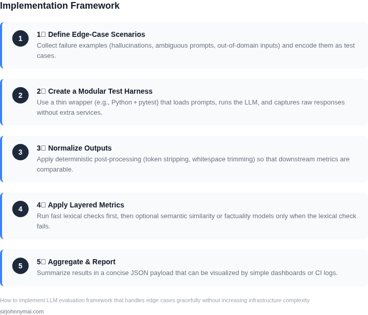 Step‑by‑step implementation of a lightweight LLM evaluation framework that gracefully handles edge cases.