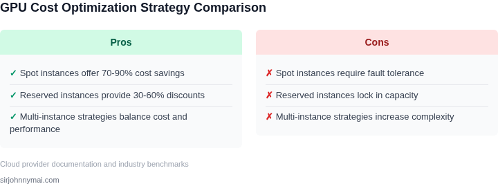 Pros and cons of different GPU cost optimization strategies