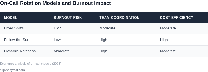 Side-by-side comparison of on-call rotation models and their impact on burnout