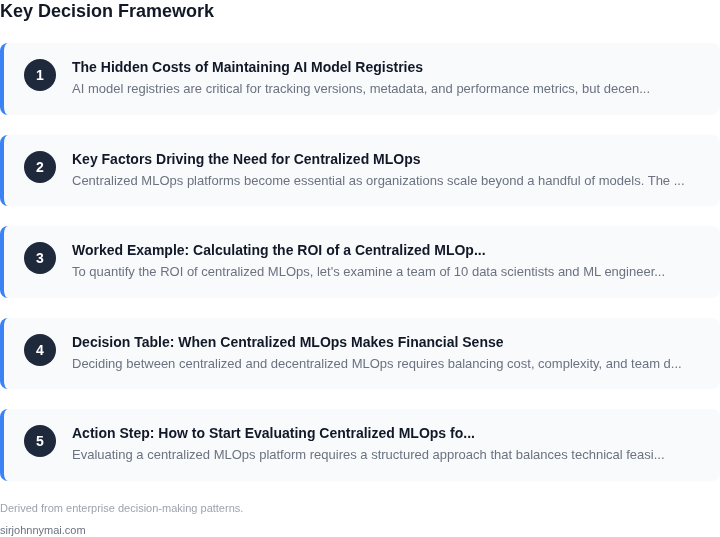 Decision framework for The real cost of maintaining AI model registries a