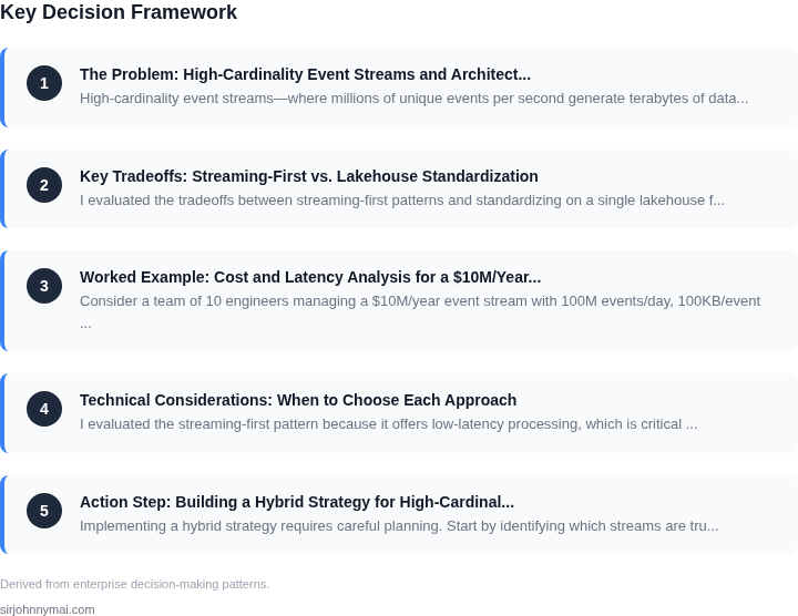Decision framework for The real tradeoffs of adopting streaming-first pat