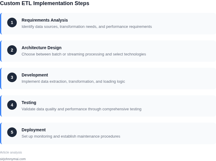 Step-by-step process for implementing a custom ETL framework