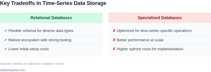 Tradeoff comparison between relational and specialized time-series databases
